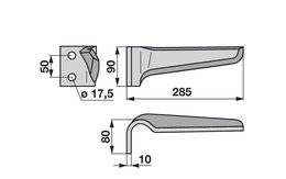 Nůž rotačních bran levý Eberhardt 302142