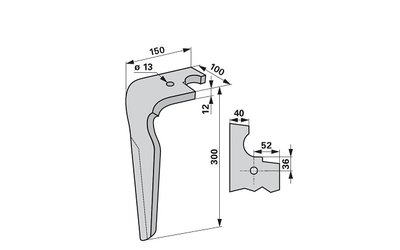 Nůž rotačních bran pravý, 100 x 12 x 300 mm Feraboli - 