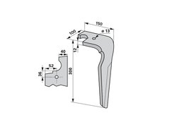 Nůž rotačních bran levý, 100 x 12 x 300 mm Feraboli