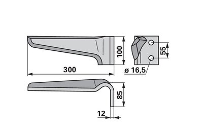 Nůž rotačních bran pravý Frandent 9115060001 - 