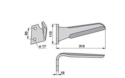 Nůž rotačních bran levý Frandent 9118310002 - 