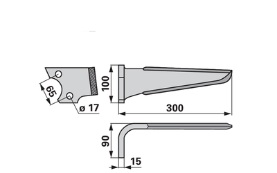 Nůž rotačních bran pravý, 100 x 15 x 300 mm Frandent - 
