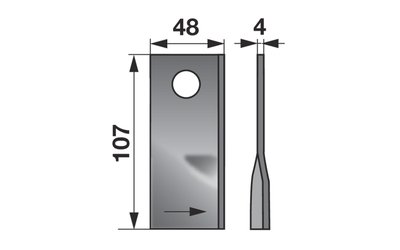 Nůž rotačky levý (25ks) 107x48x4, d=18,5 - 