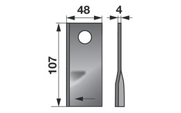 Nůž rotačky pravý (25ks) 107x48x4, d=18,5