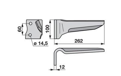 Nůž rotačních bran levý Howard 182935 - 