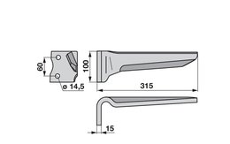 Nůž rotačních bran levý Howard 182939