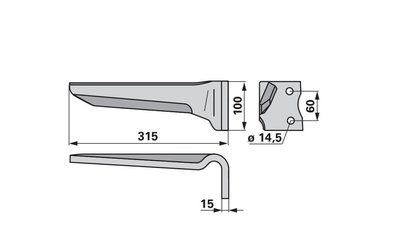 Nůž rotačních bran levý Howard 185505 - 