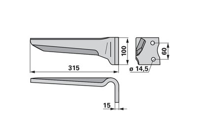 Nůž rotačních bran pravý Howard 182940 - 