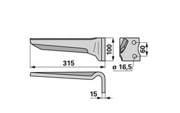 Nůž rotačních bran pravý Howard 185506