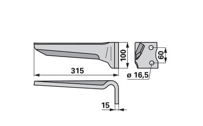 Nůž rotačních bran pravý Howard 185506 - 
