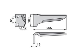  Nůž rotačních bran levý Howard 185515