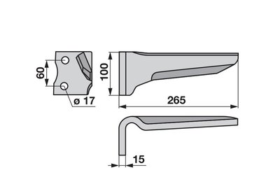  Nůž rotačních bran levý Howard 185515 - 