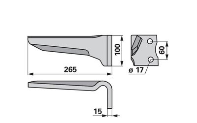  Nůž rotačních bran pravý Howard 185516 - 