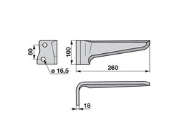 Nůž rotačních bran levý Howard 185535