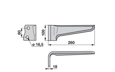 Nůž rotačních bran levý Howard 185535 - 
