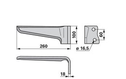 Nůž rotačních bran pravý Howard 185536
