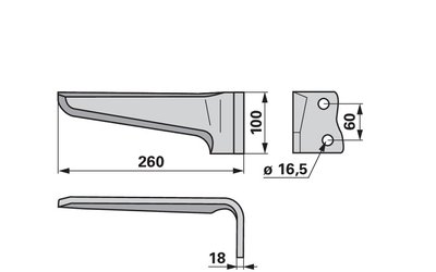 Nůž rotačních bran pravý Howard 185536 - 