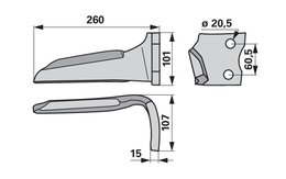 Nůž rotačních bran levý Howard 73000185596V