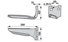 Nůž rotačních bran pravý Howard 73000185597V