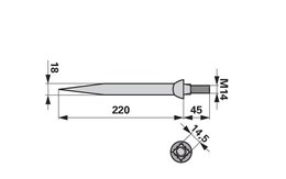 Hřeb bran zahnutý, 18 x 220 mm, M14, hrana-hrana