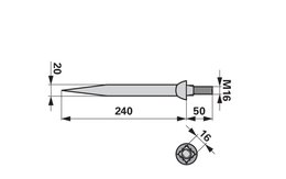 Hřeb bran rovný, 20 x 240 mm, M16, hrana-hrana