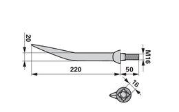 Hřeb bran zahnutý, 20 x 220 mm, M16, hrana-hrana