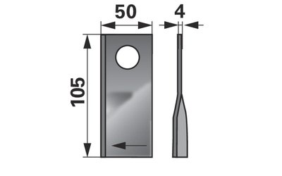 Nůž rotačky pravý (25ks) 105x50x4, d=20,5 - 