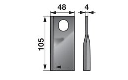 Nůž rotačky pravý (25ks) 105x48x4, d=20,5x23,0