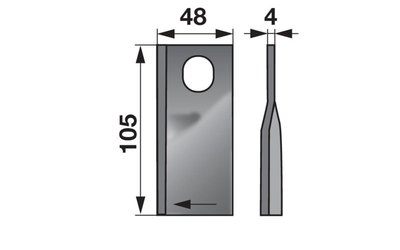 Nůž rotačky pravý (25ks) 105x48x4, d=20,5x23,0 - 