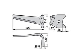Nůž rotačních bran pravý Kuhn 525.964.10
