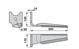 Nůž rotačních bran levý Kuhn K2500070
