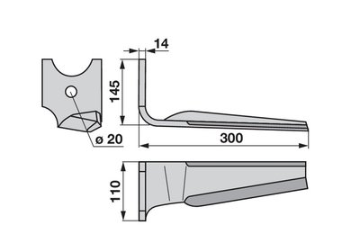 Nůž rotačních bran levý Kuhn K2500070 - 