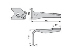 Nůž rotačních bran levý, s karbidem Kuhn K2500071H