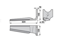  Nůž rotačních bran pravý Kuhn K2500100
