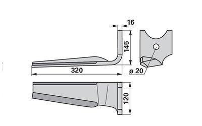  Nůž rotačních bran pravý Kuhn K2500100 - 