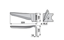 Nůž rotačních bran pravý Kverneland 44010150