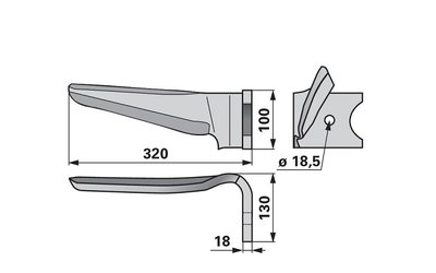 Nůž rotačních bran pravý Kverneland 44010150 - 