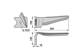 Nůž rotačních bran levý Kverneland 44010151