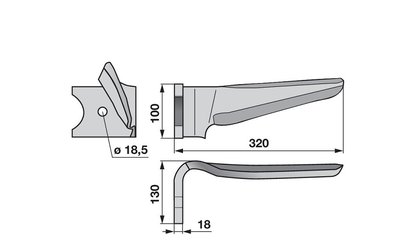 Nůž rotačních bran levý Kverneland 44010151 - 