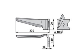 Nůž rotačních bran pravý Kverneland 46010150