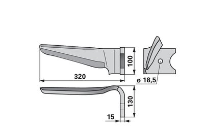Nůž rotačních bran pravý Kverneland 46010150 - 