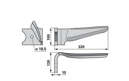 Nůž rotačních bran levý Kverneland 46010151