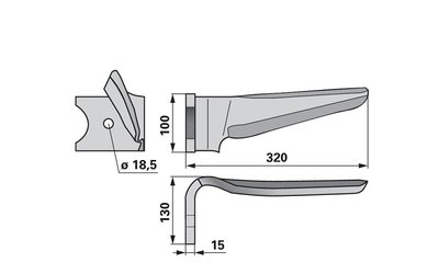 Nůž rotačních bran levý Kverneland 46010151 - 
