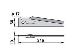  Nůž rotačních bran levý, 60 x 13 x 310 mm Lemken