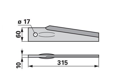  Nůž rotačních bran levý, 60 x 13 x 310 mm Lemken - 