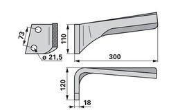Nůž rotačních bran levý Lemken 3377013