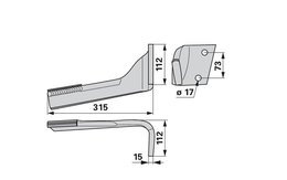 Nůž rotačních bran levý, s karbidem Lemken 3377023H