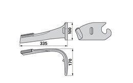 Nůž rotačních bran levý, s karbidem Lemken 3377049H