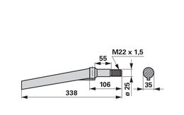 Nůž rotačních bran rovný, 35 x 338 mm, M22 Rotoland