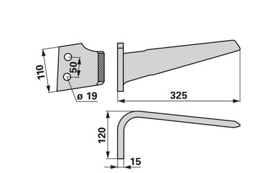 Nůž rotačních bran levý Maletti MAE040146 - 